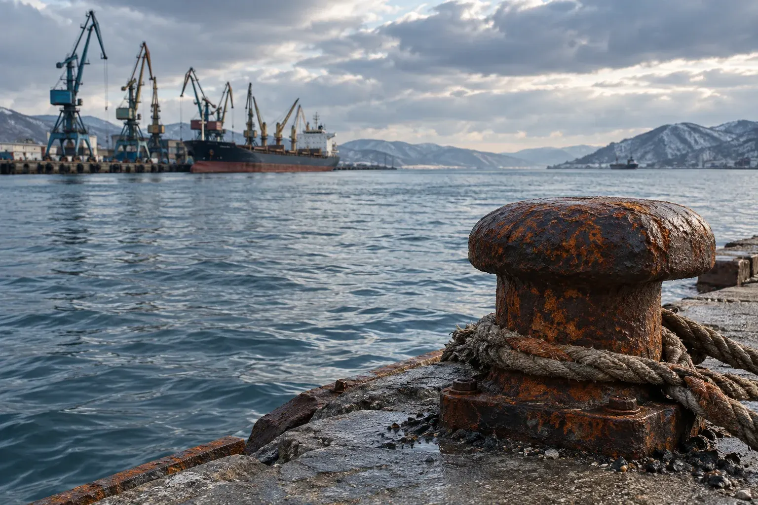 Причал торгового порта, где выполняются водолазные работы